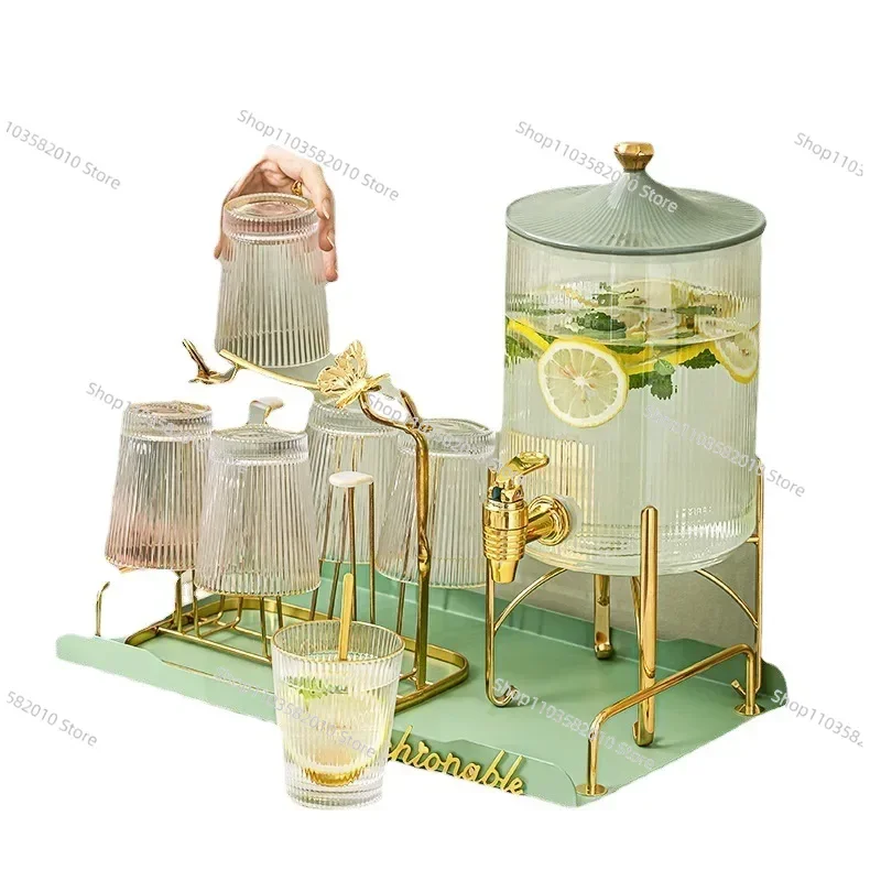Glass Water Set with Cups & Tray, Large Capacity Heat-Resistant Pitcher for Cold Juice & Beverages, Home Drink Serving Set