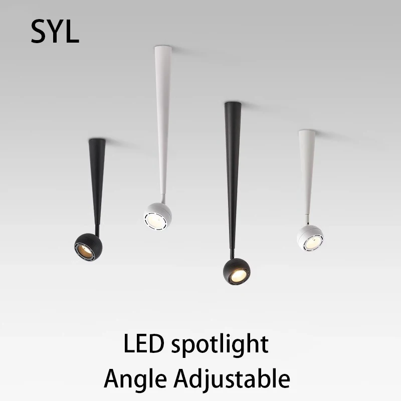 

Led Spotlights Surface Mounted Spot Light Adjustable Angle 350 Degree Rotatable Ceiling Lamp Long Tube Aluminum COB Foco Lights