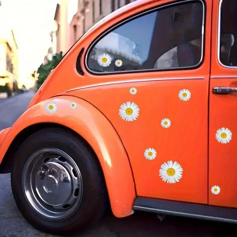 مجموعة واحدة من ملصقات "زهرة الأقحوان الأرجوانية" لتزيين السيارة والدراجات النارية على شكل زهور - ملحق ملصق تحت عنوان