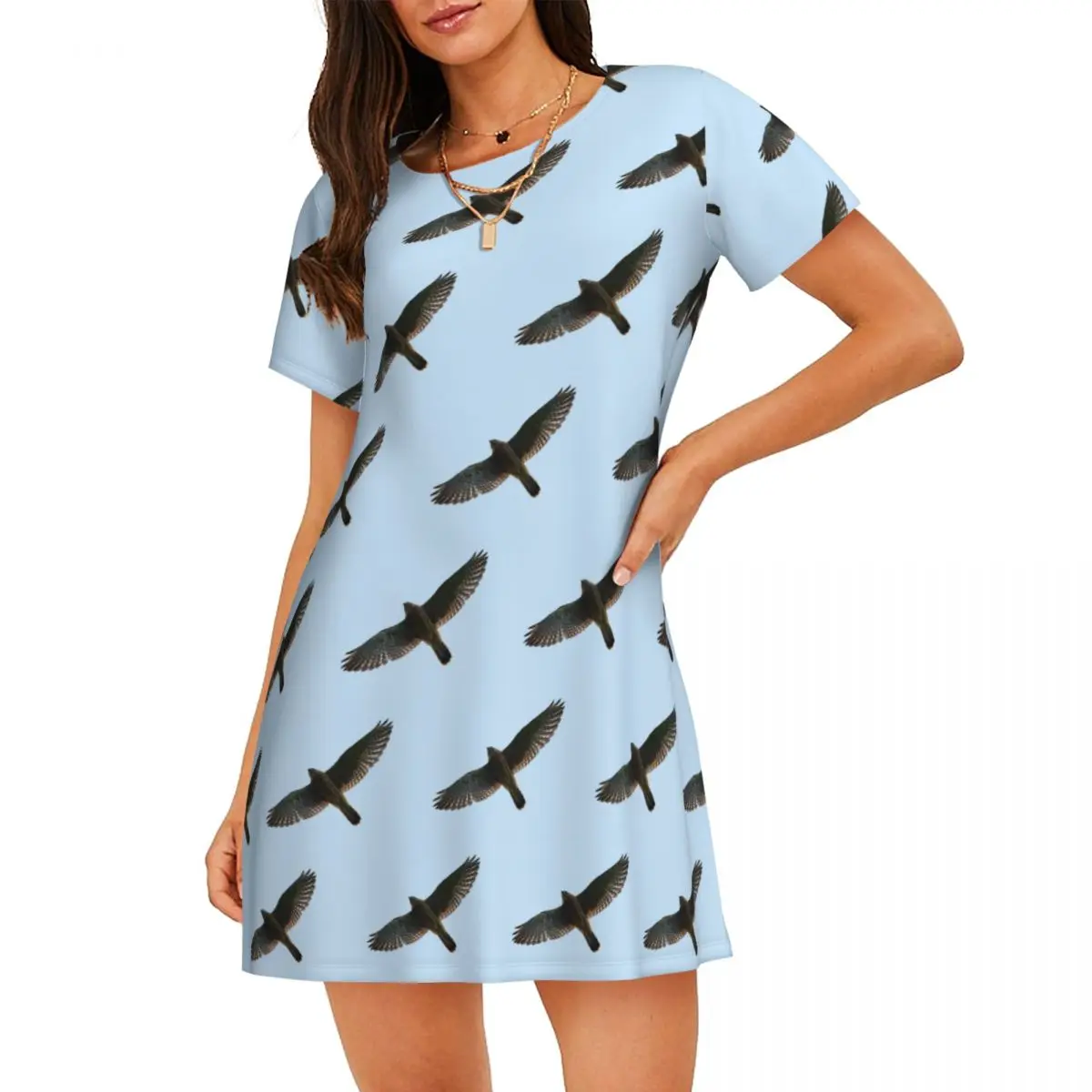 Custom On The Fly. Common Kestrel Short Sleeves Nightdress For Sleeping Sleepshirts Women Short Sleeve Nightgowns Pajama Dress