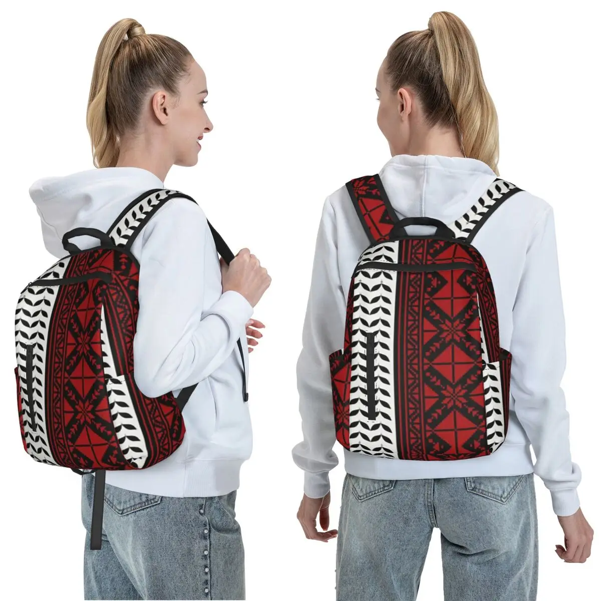 Arabic Folk Kufiya Hatta Traditional Keffiyeh Pattern Backpack Daypack Kids BookBag School Bag Shoulder Bags for Men Women