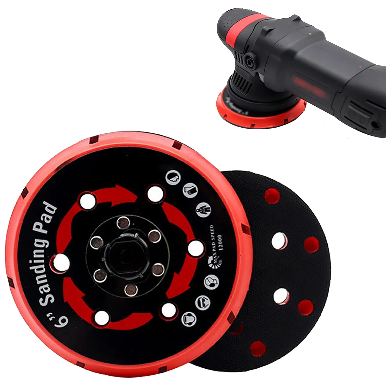 

For DA Polisher 5" 6" Sanding Pad 6 Holes Backing Plate Self Adhesive Back Plate with Heat Emission Holes 125mm 150mm Grinding