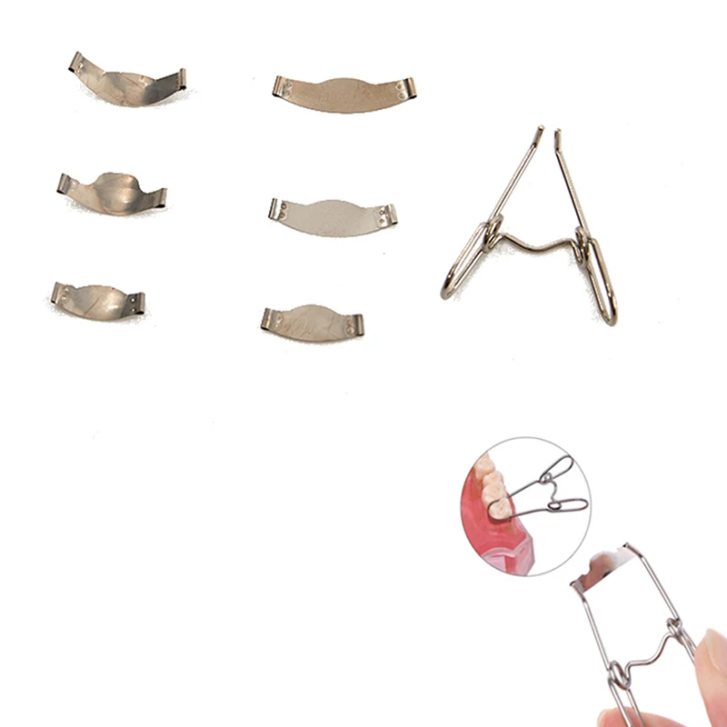 36 pcs Dental Saddle Contoured Metal Matrices Matrix Universal Kit with Spring Clip