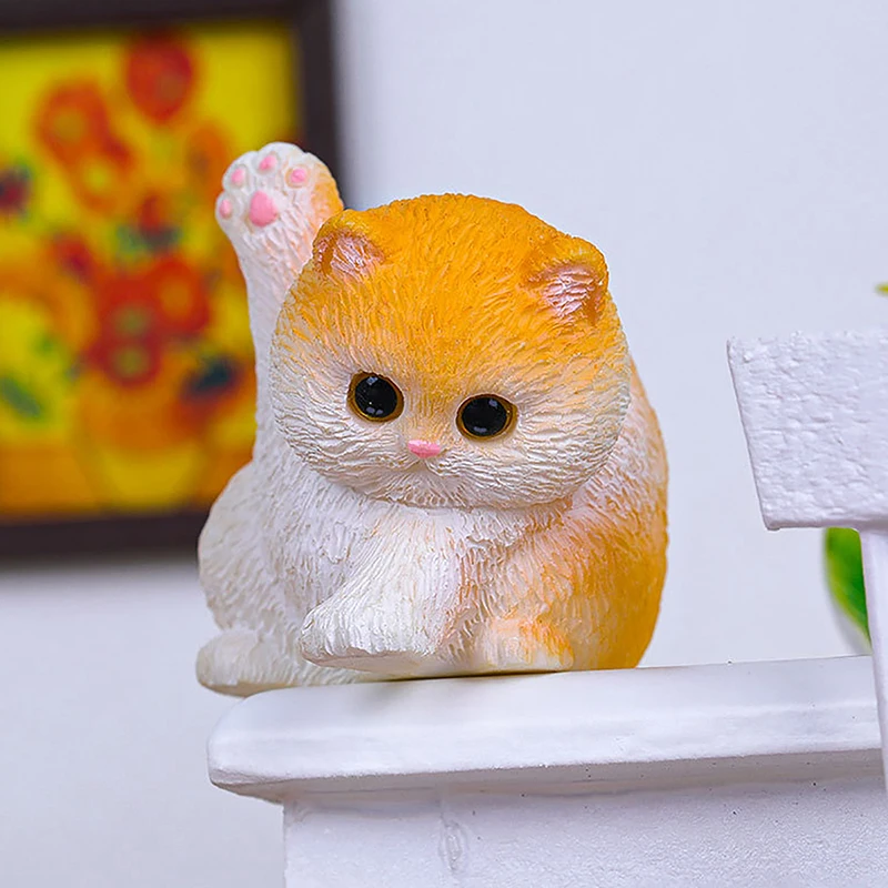 Mini Resin Cat Statue Model Cute Cartoon Animal Kitten Model Toys Micro Landscape Decoration For Home Desktop Ornaments Gifts