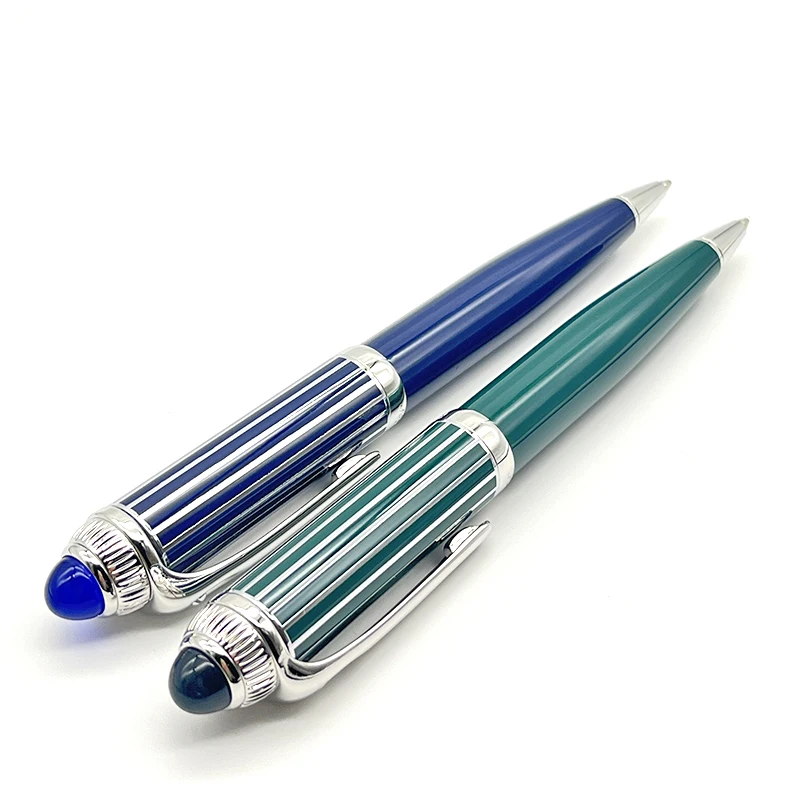 Imagem -02 - Lanlan-luxury ct Classic Caneta Esferográfica Ragging Writing Papelaria de Escritório Suave com Gema Azul e Verde Aço Inoxidável