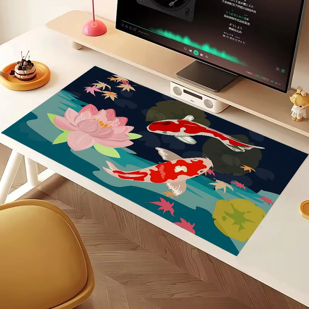

Lucky Koi Kawaii Mouse Pad Gamer Rubber Mat Gaming Keyboard Computer Accessories Deskmat Mausepad Table Pads Mousepad Mats Pc Xl