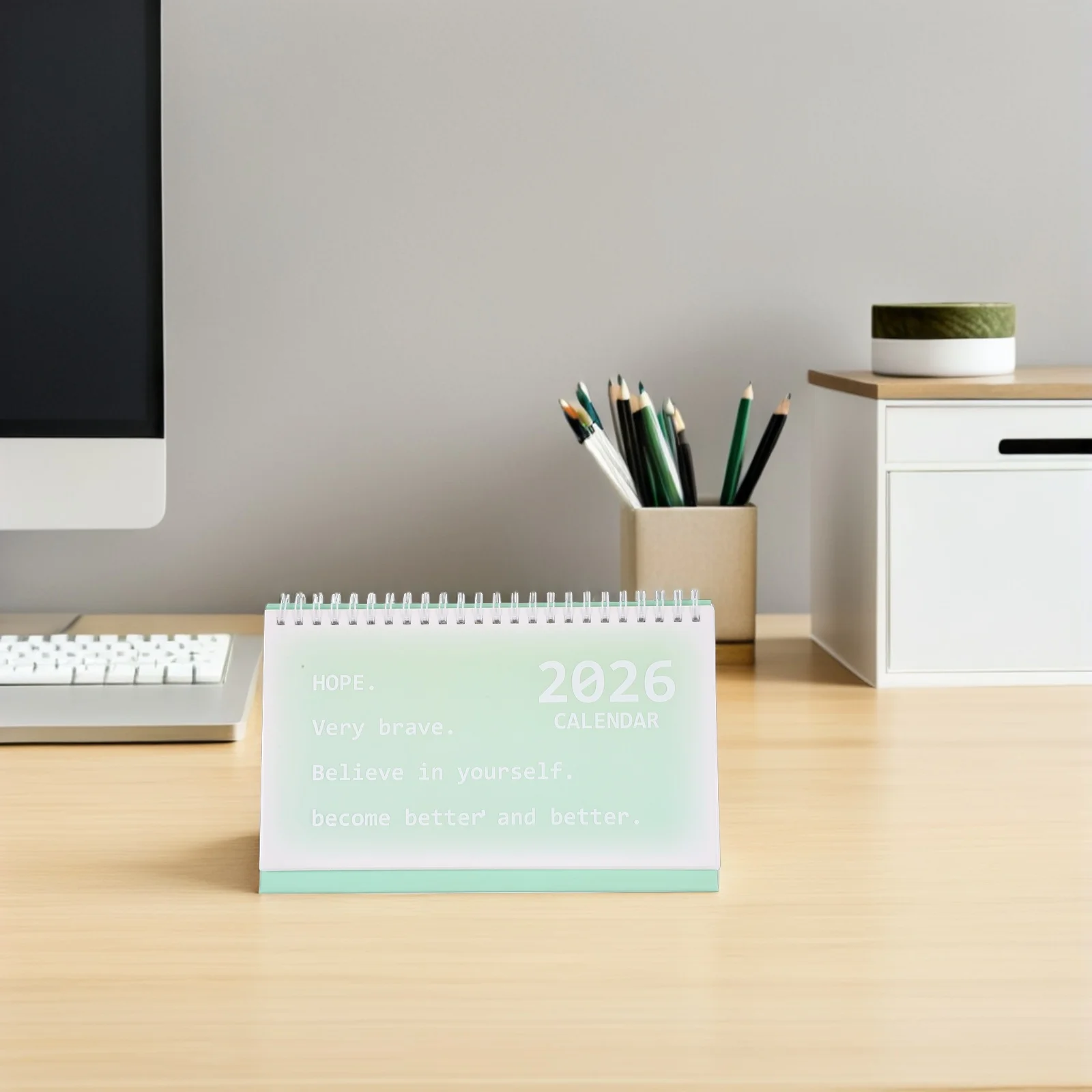 

2026 Desk Calendar Spiral Bound Yearly Academic Planner Whiteboard Wire Binding Flip Design Office School Monthly Weekly Views