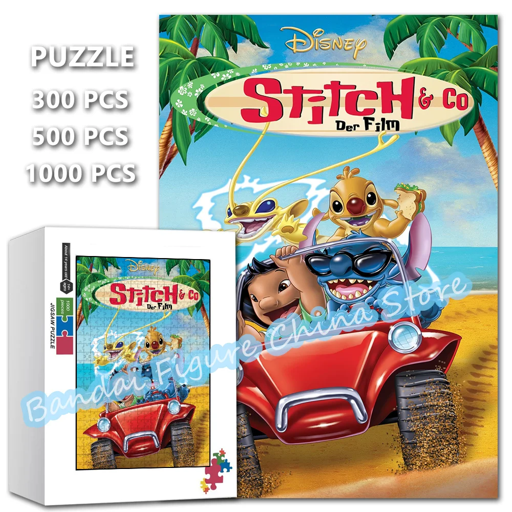 

Stitch! The Movie Disney Cartoon Print Puzzle 300/500/1000 Pieces Anime Jigsaw Puzzle for Adults Decompress Educational Toys