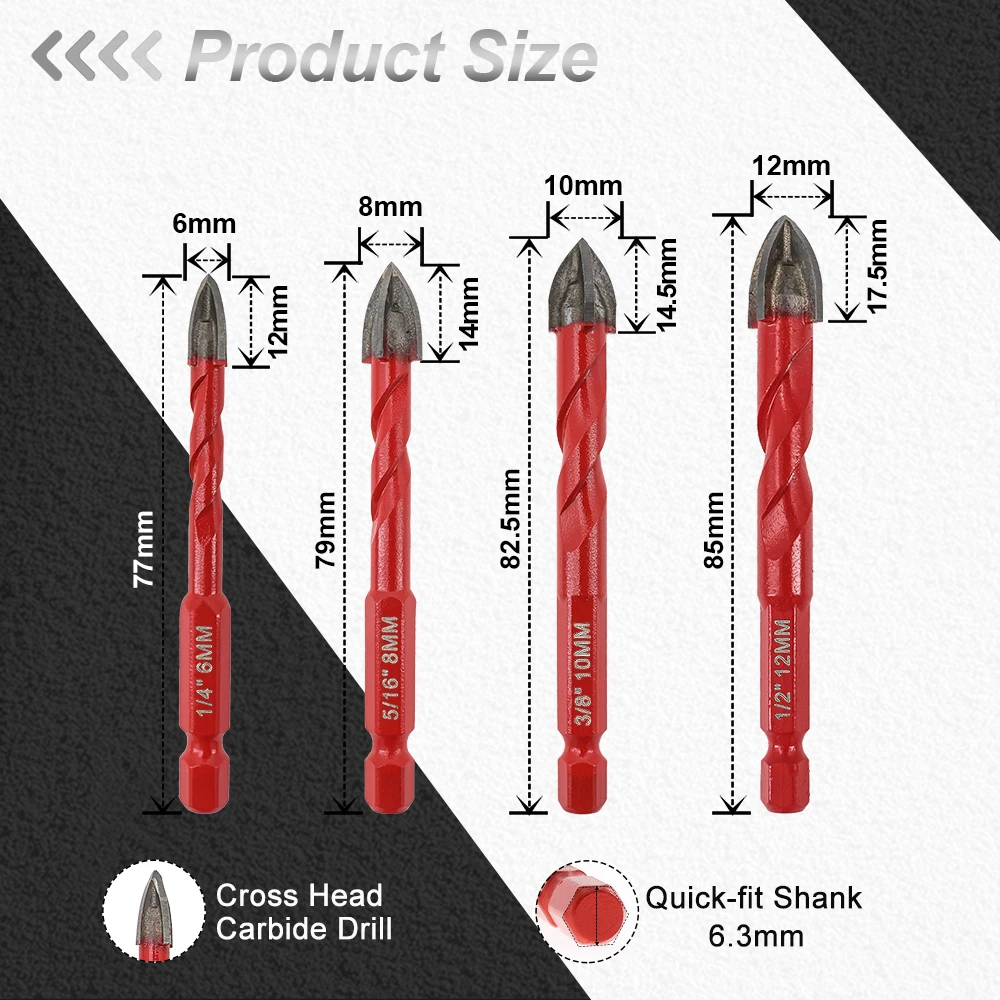 FOCSTOL Drill Core Bit Set Carbide Tipped Hole Saw Woodworking For Plastic Masonry Ceramic Tile Hole Saw Drill