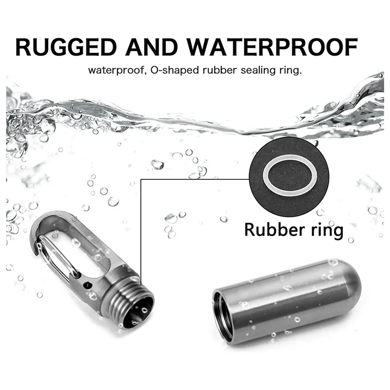 ZIZI 2X Small Pocket Pill Box Keychain,Portable Pill Case Stainless Steel Travel Pill Container Keychain Pill Holder