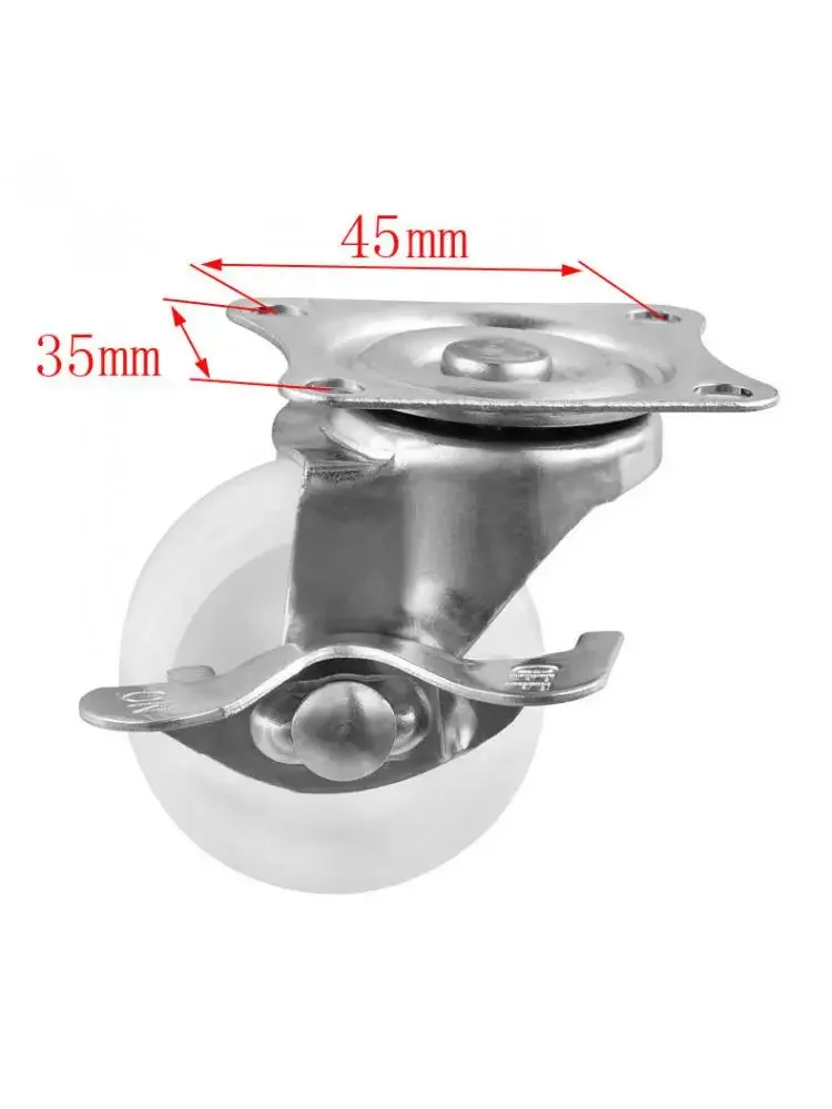 5 Pcs/Lot  2 Inch Universal Belt Brake Caster Diameter 5cm White Pp Flat Bottom Wheel Display Cabinet Roller