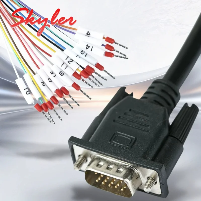 Industrial 3 Row DB15 Connection Terminal Line DB 15 Pin Servo Serial/Parallel Cord Male Female Single Head Wire IO Signal Cable