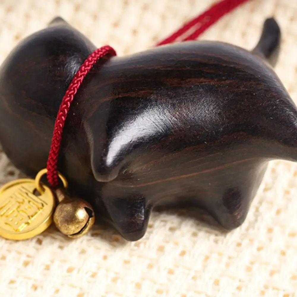 Funny Sandalwood Fashion Jewelry Japanese Car Key Accessories Mobile Phone Chain Bag Pendant Cat Shape Cute Key Chain image 3
