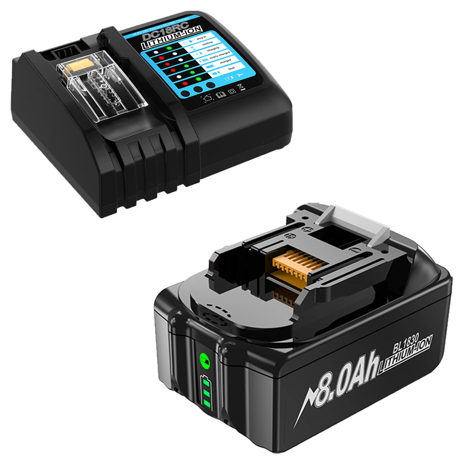 Voor Makita BL1830 Batterij Oplaadbare 8000mAh 18V BL1830 BL1815 BL1860 BL1840 Tool Vervangende Batterij Met 4A 6A lader