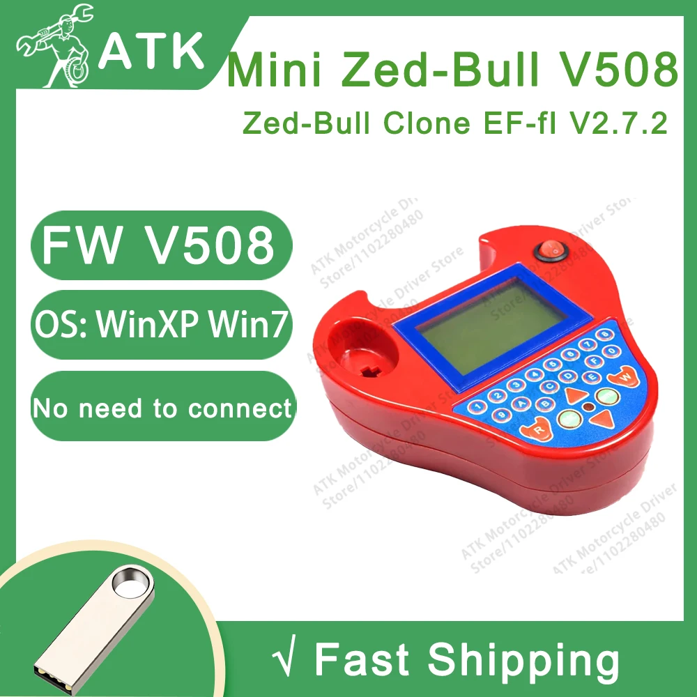 Hot selling Mini Zed-Bull V508 Red Car Anti theft System Generate Transponder Hitag2 Transponder Programmer for OBD Programming