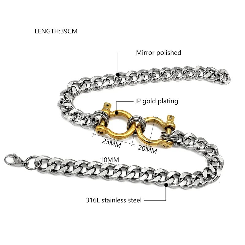 Collane con chiusura a vachette a maglie grandi in acciaio inossidabile 316L Moda Collana con clavicola a catena cubana Gioielli Regali y2k Catene semplici