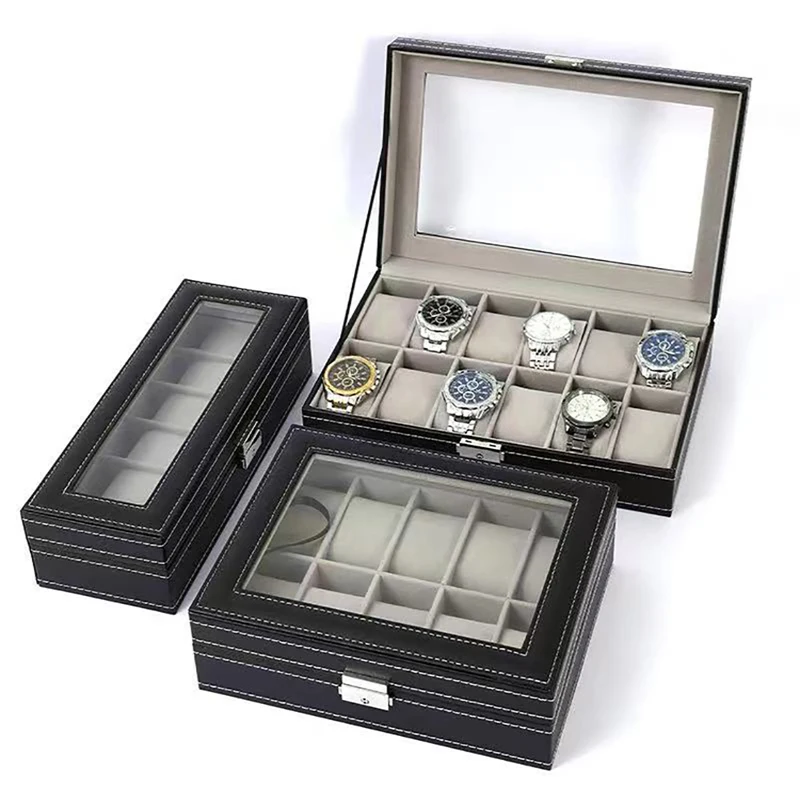 6-10-12Slots Watch Organizer Box,  Watch Case with Large Glass Removable Watch Pillows, Watch Box Organizer, Gift for Loved Ones