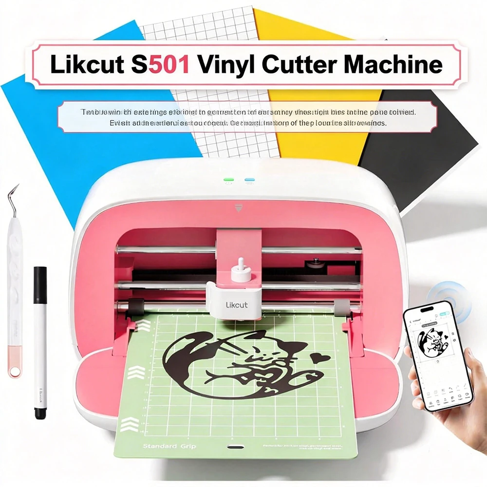 Likcut Glee S501 Vinyl Cutter Machine Upgrade Portable Smart Cutting Tool for DIY Crafts, Stickers, Decals & Resin Charms