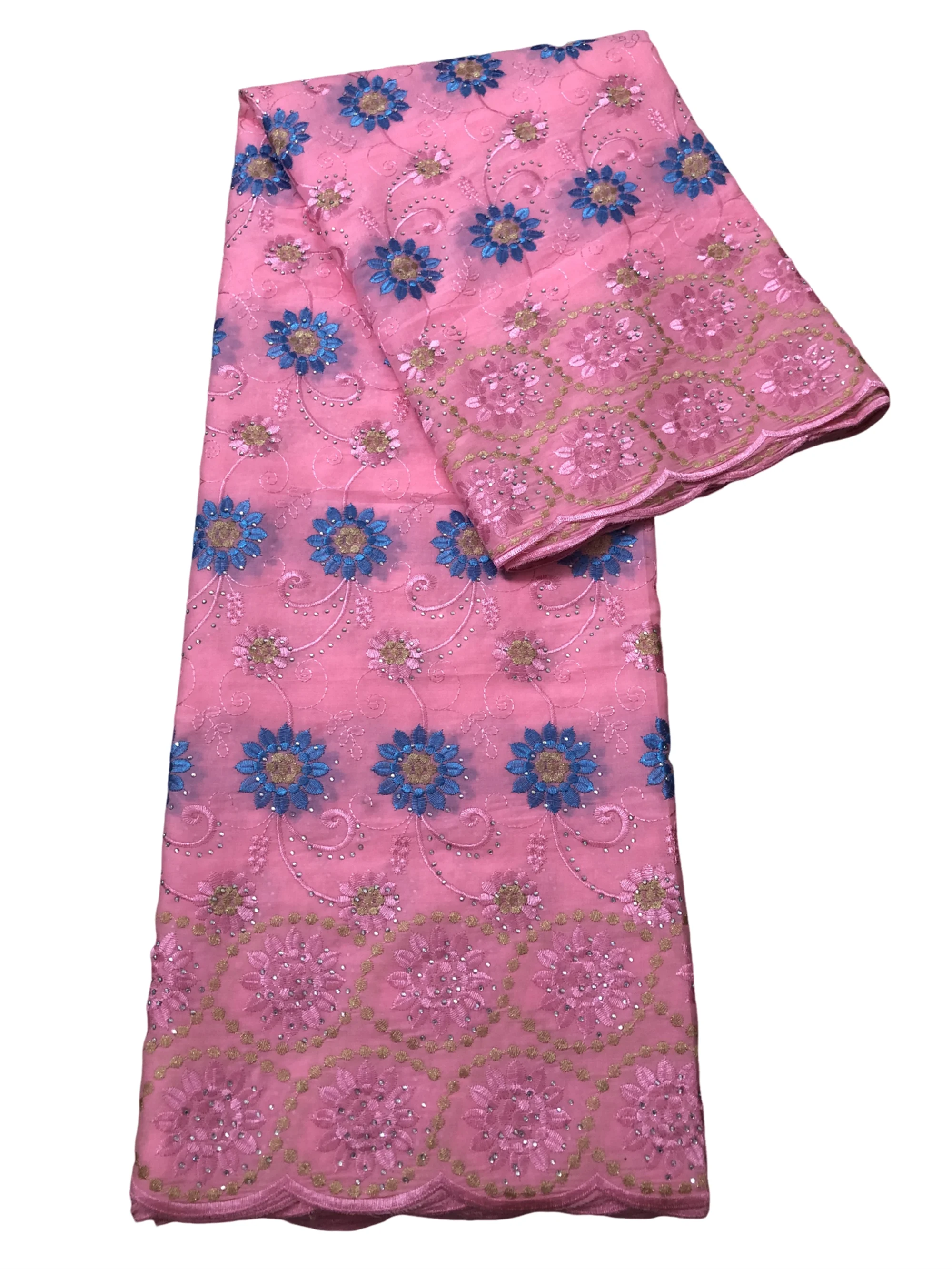 

Hot Sale Nigerian Cotton Swiss Voile Lace 2025 New High Quality Embroidered African Dry Lace Fabric For Women Dress 5 Yards Sew