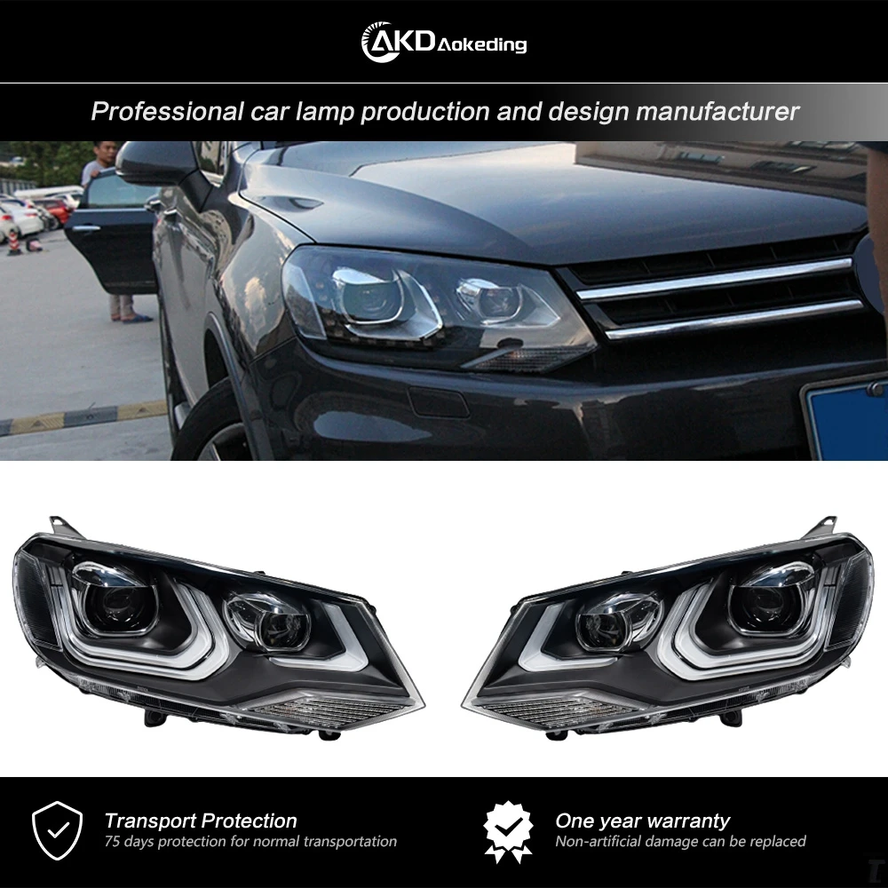 AKD Front Lamp for VW Touareg LED Headlight 2011-2015 Touareg LED DRL Hid Option Head Lamp Angel Eye Bi Xenon Beam Accessories