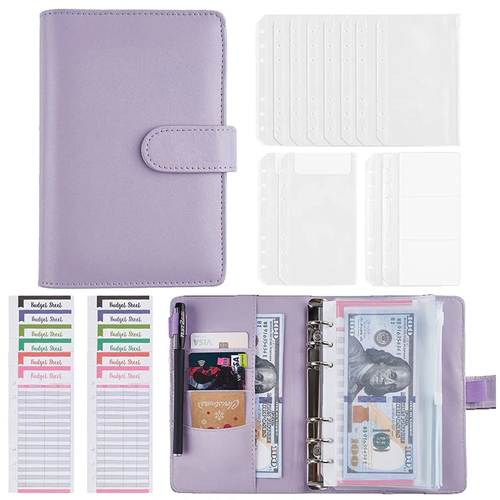 Imagem -02 - Binder Orçamento Notebook com Bolsos Zipper Caixa Envelope Organizador do Sistema Envelopes de Dinheiro Despesa Folhas Orçamento a6