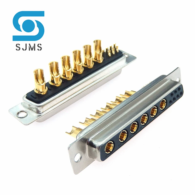 1PCS 13W6-B 30A Gold plated Male / Female high current Connector D-SUB adapter solder type 13Pin Plug Socket Welding High Power