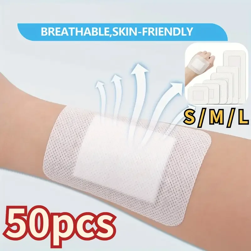 

50pcs Large Size Hypoallergenic Non-woven Medical Adhesive Wound Dressing Band Aid Bandage Large Wound First Aid Health Patch