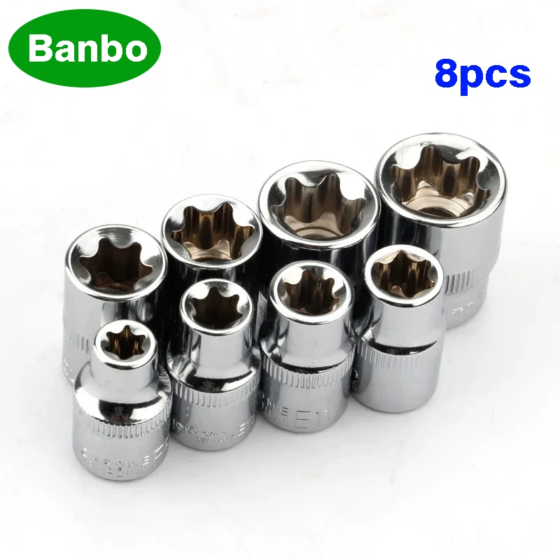 

8pcs 3/8" torx star socket set e type E8 E10 E11 E12 E14 E16 E18 E20 hand repair tools