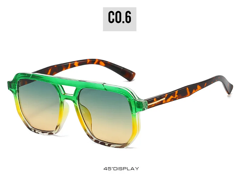 2025 Doppelstrahl-Quadrat-Sonnenbrille für Herren und Damen, Liniendekoration, geeignet für alle Sonnenschutz im Luftfahrt-Stil – Detail 12