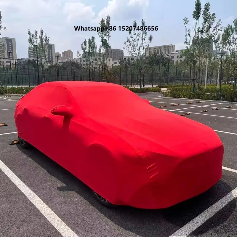 Custom Logo High Stretch Indoor Car Cover Premium Soft Velvet UV IR Protection 4 Mil Thick Scratch Resistant Textured