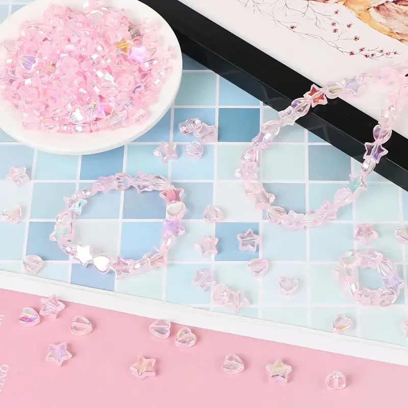 200pcs AB Color 11mm Star 9mm Peach Heart Mixed Style Beads For Jewelry Making DIY Couple Bracelet Necklace Handicrafts Supplies image 3