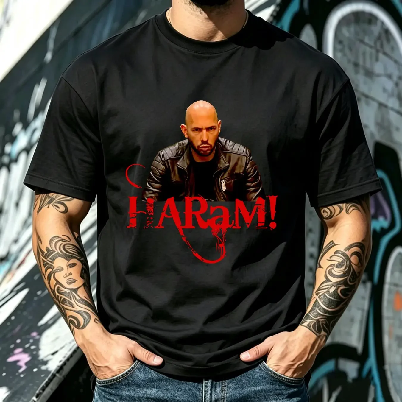 washed T Shirt New Rare Andrew Tate Haram  Black All Size WS472 vintage Washed Comfortable homme fashion graphic