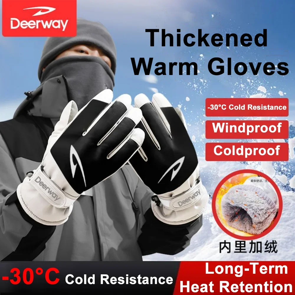 Winddichte Winterhandschuhe, warmer Touchscreen, wasserabweisend, kältebeständig, dicker Samtstoff für kaltes Wetter