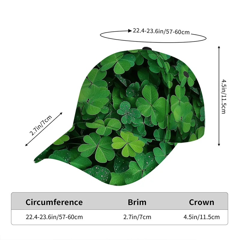Customization 1pc St. Patrick's Day Clovers Print Classic Baseball Cap - Casual Duckbill Hat, Ideal For Daily Wear, Lightweight