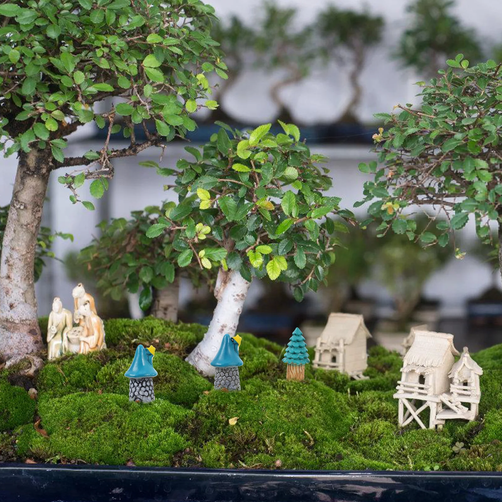 

6Pcs Miniature House Ornament Micro-Scene House Decor Resin Craft for Garden Flower Pot Landscape Micro Landscape Garden Decor