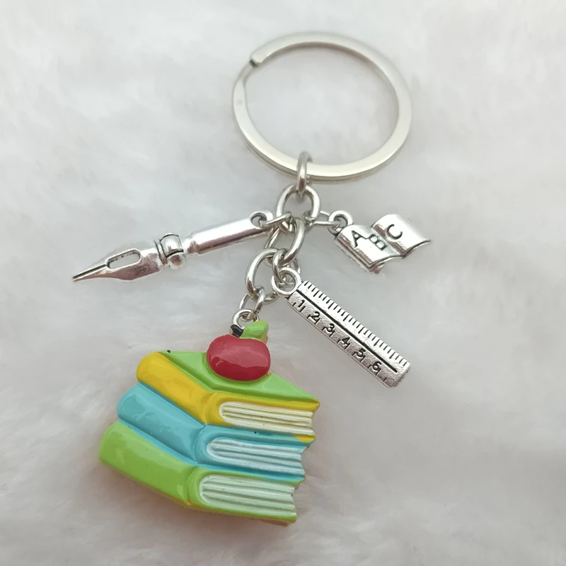 Porte-clés tableau blanc pour enseignant, nettoyage ABC, "breloques", bord droit, cadeau de Noël, cadeau scolaire