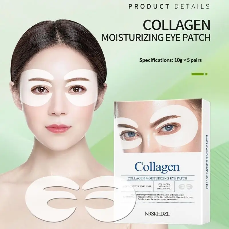 5 Pairs Box Moisturizing Collagen Eye Film Mask Absorbable Firming Nourish Under Eye Patch Skin Care for Women Car Accessory