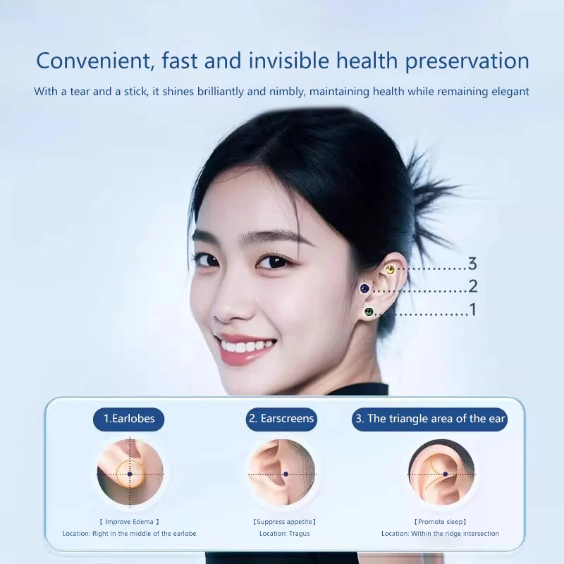 الأزياء Bowknot الملونة زهرة الراين الأذن نقطة ملصقات الأذن ضغط عصا الوخز بالإبر الأذن ملصقات التدليك #1