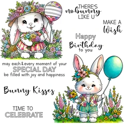 Mangocraft Flowers And Rabbits Bunny Clear Stamp Spring Season DIY Scrapbooking Supplies Silicone Stamp For Cards Albums Decor