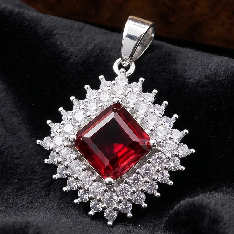 Buy 4 Get 1 Free 32x23mm Hot Sell Changing Swiss Blue Topaz Raspberry Rhodolite Garnet Tanzanite CZ Ladies Silver Pendant