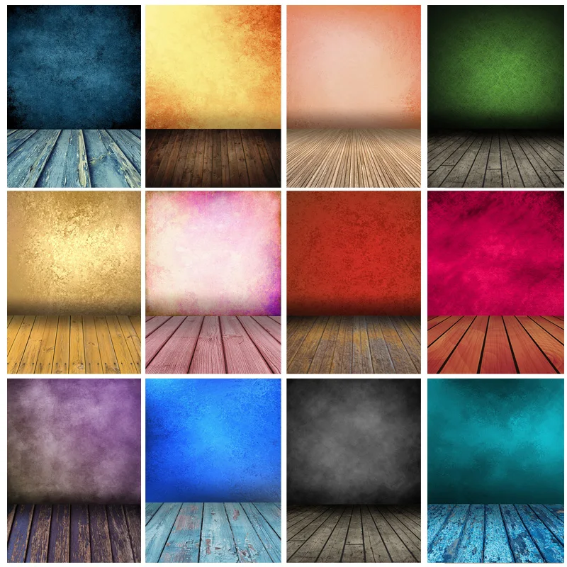 

Vintage Gradient Solid Color Photography Backdrops Props Brick Wall Wooden Floor Baby Portrait Photo Backgrounds MB-34