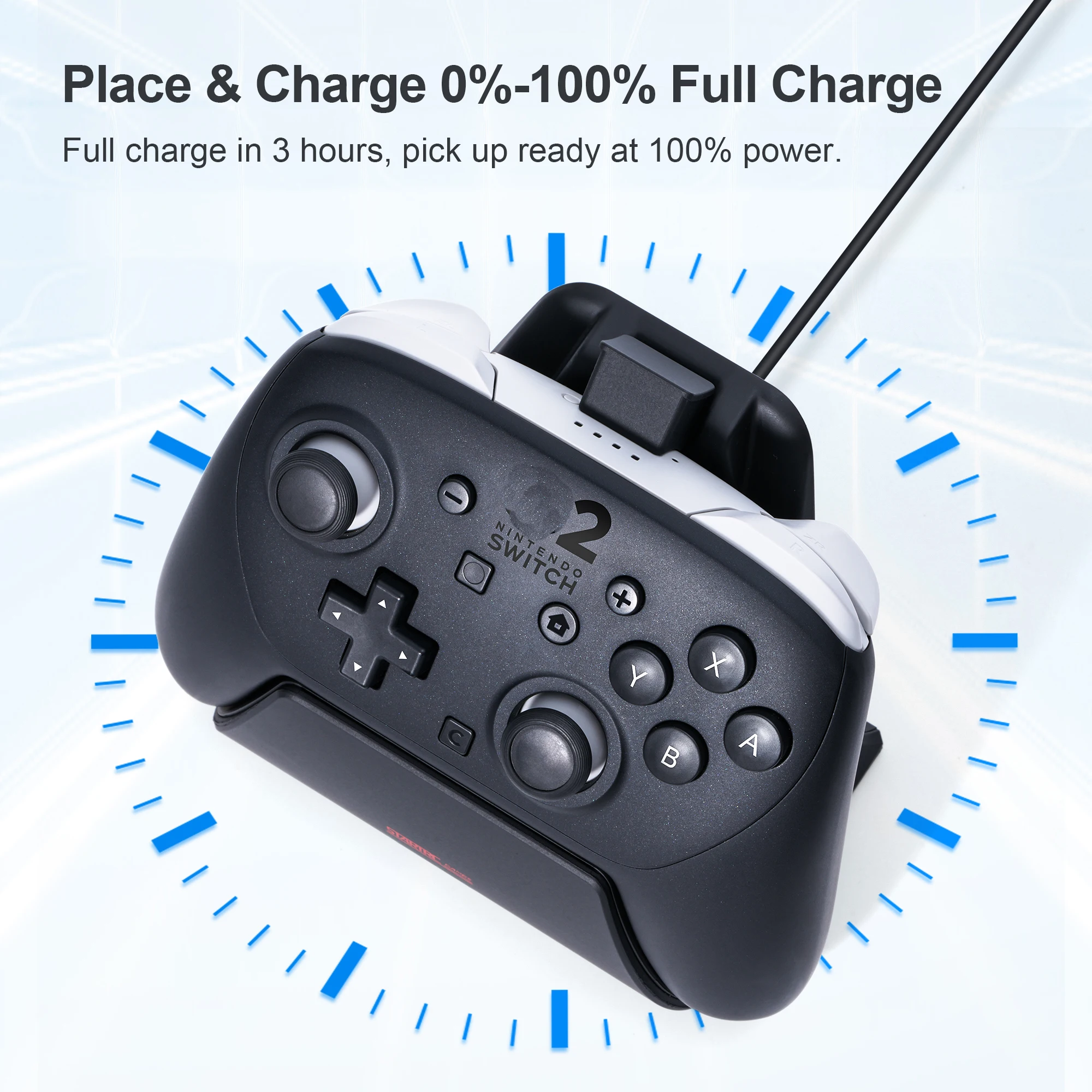 Fast Charger for Switch 2 Pro Controller Gamepad  Charging Dock with LED Indicator Light for Nintendeo Switch 2 Accessories