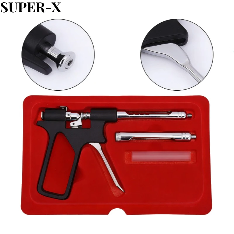 

1set Dental Gun Syringe with 2 Tips 1.8ml Each Handheld Device Autoclavable Stainless Steel Quantitative Press Type Dental Tool
