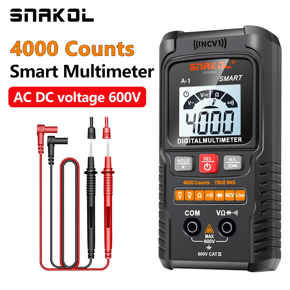 Mini Multímetro Digital ac dc Ncv Inteligente Multímetro Testador Ohm Medidor de Tensão 4000 Contagem Faixa Automática Profissional Eletricista Tester