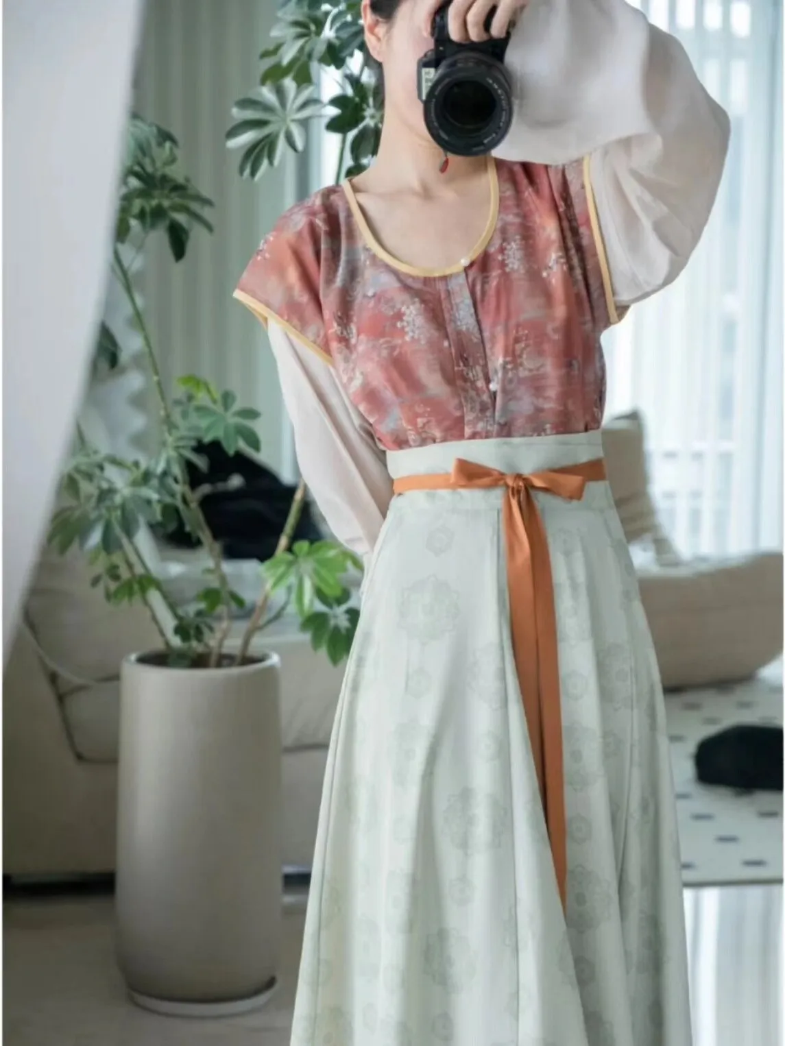 Original Tang Dynasty Hanfu by Lou Xi Yue Bi City Dunhuang Print Tang Bao Summer Inner round Neck Shirt Eight Breaks Daily Wear