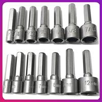 ABKL-14 PCS Power Nut Driver Bit Set WITHOUT MAGNETIC Metric Socket Wrench Screw 1/4 Inch Driver Hex