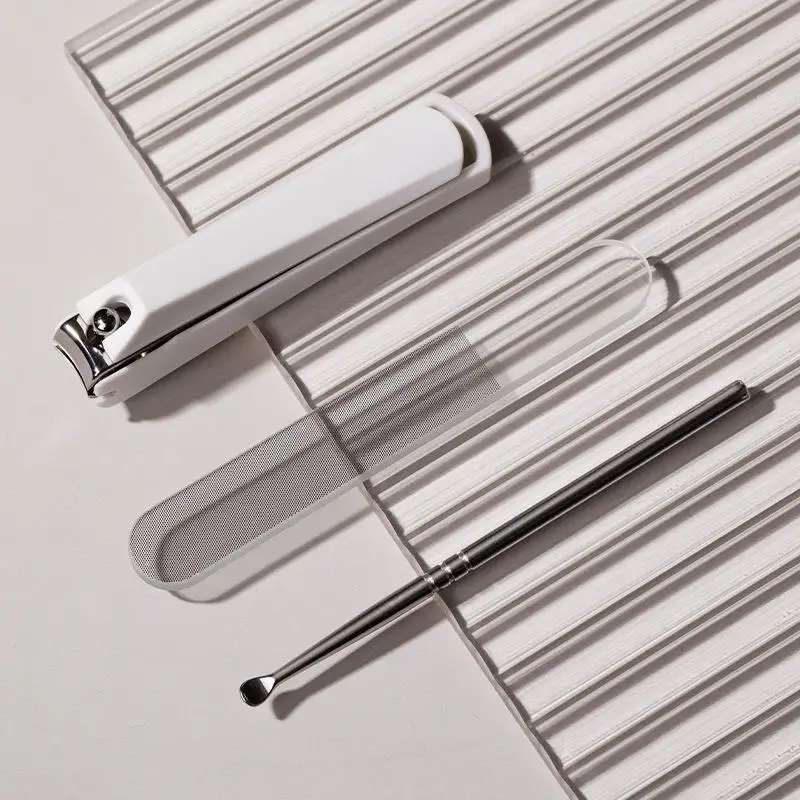 3 個の爪切りホームペディキュアツールポータブルフラット爪切り耳かき爪切り爪切りフルセット