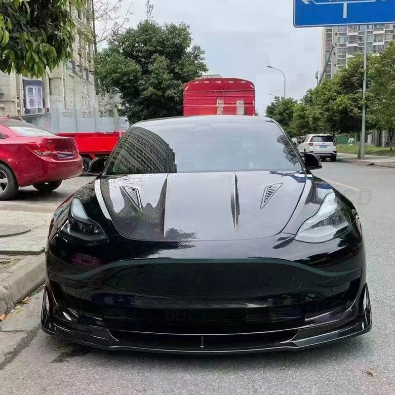 Superior Quality Carbon Fiber Aero Refit Components Model3 Anti-Delamination Front Bumper Hood Bonnet Cover Exterior Styling Par