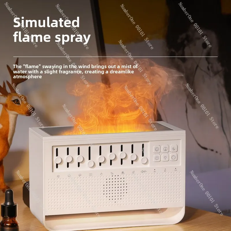 White noise flame aromatherapy machine Home desktop heavy fog flame humidifier Aromatherapy machine