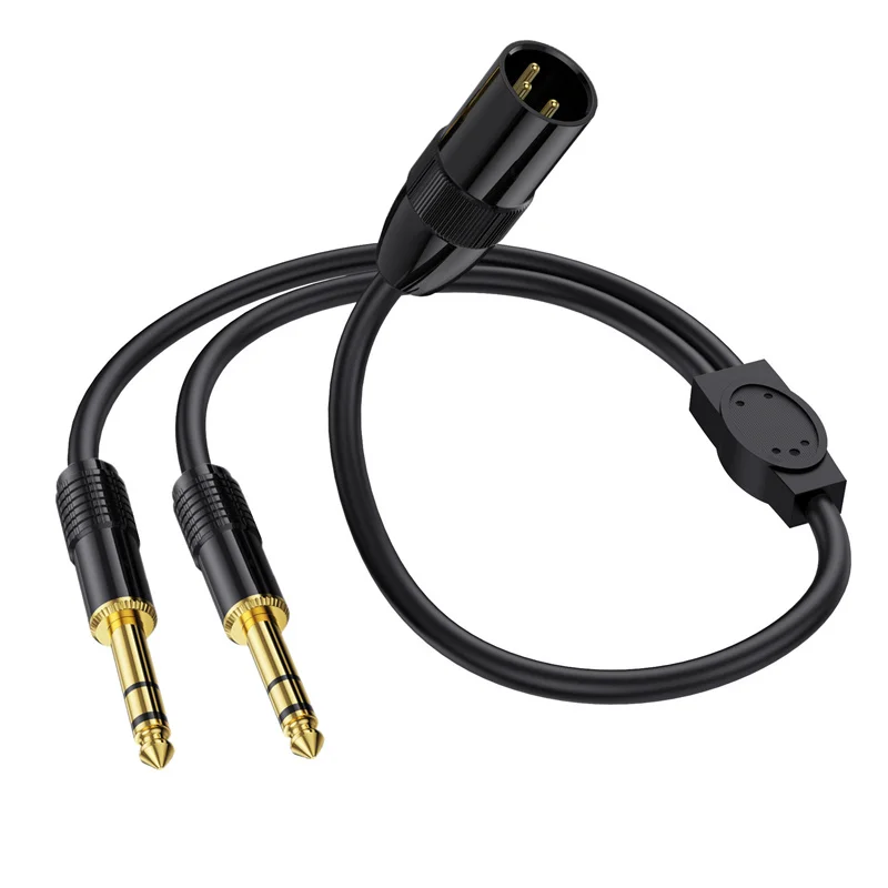 2 Dual XLR Male to 6.35mm (1/4inch) TRS Male PlugMicrophone Stereo Unbalanced Audio Converter Adapter Y Splitte Cable Cord